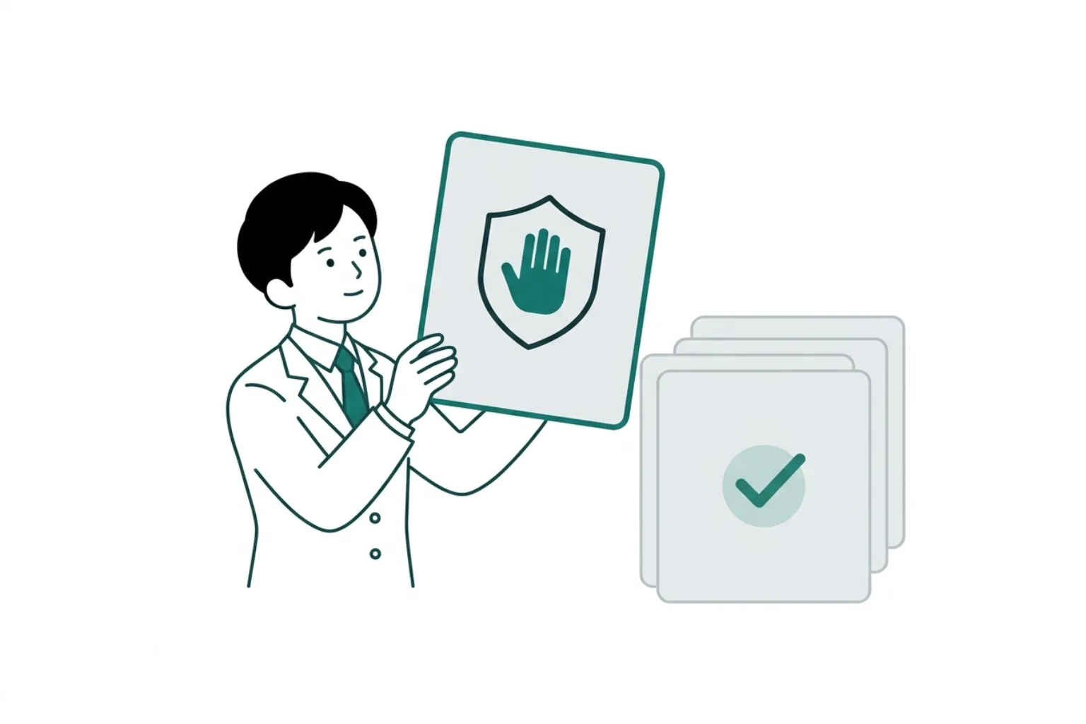 危険な提案を安全に分ける担当者のビジネスイラスト