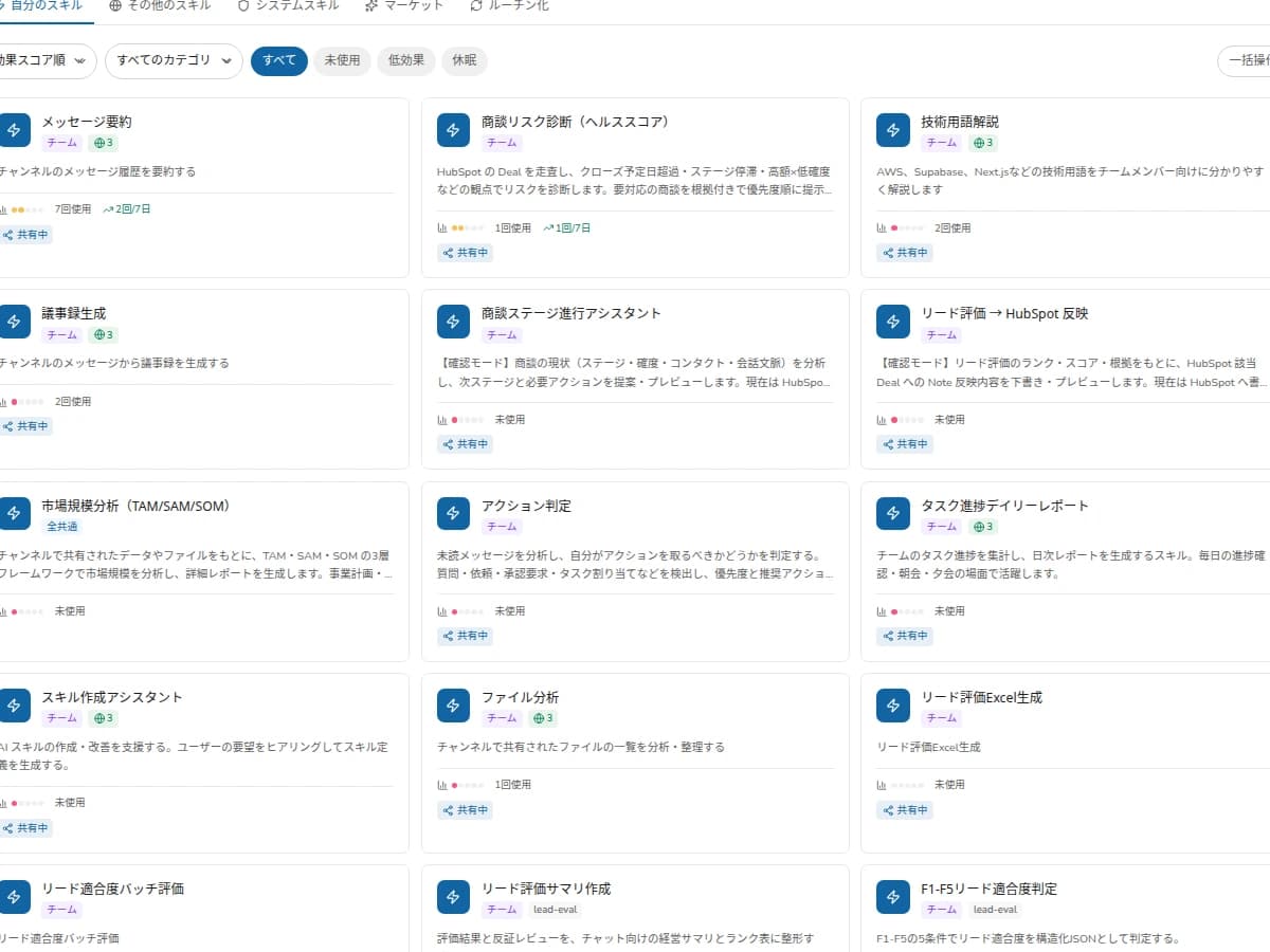 承認済み回答をスキル化するAGTO画面