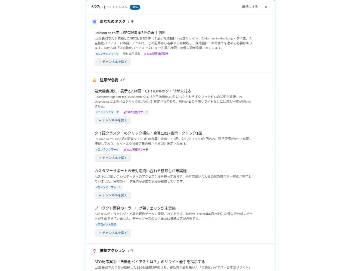Smart Digestで未読を整理するAGTO画面